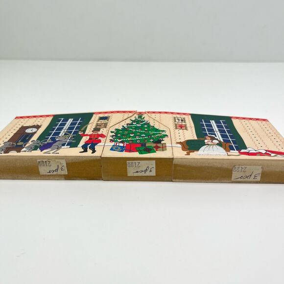 Vintage 1997 The Cat's Meow Nutcracker 3 Piece Wood Christmas Shelf Sitters - Picture 3 of 13